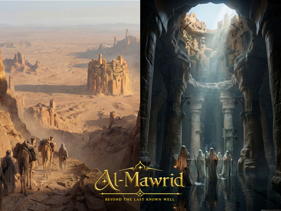Al-Mawrid desert fortress environment concept art and worldbuilding project by Kenneth Bonde